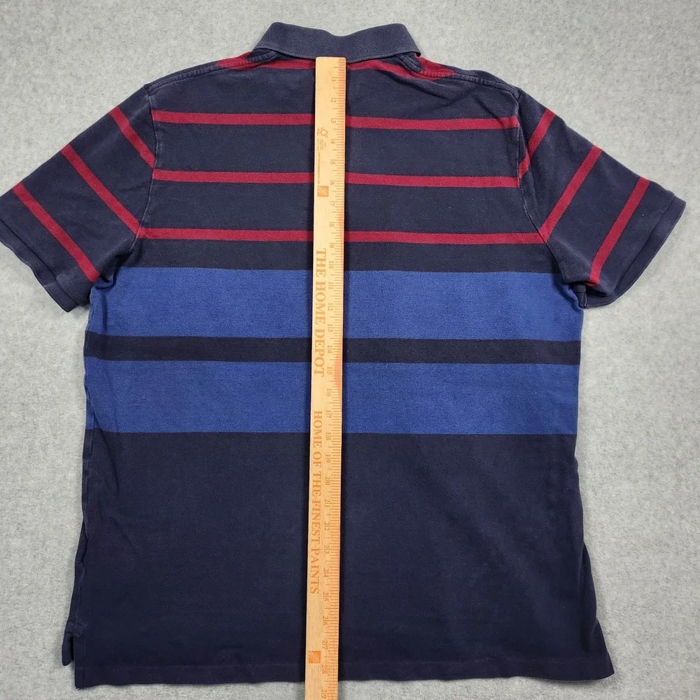 Ralph Lauren Polo Shirt‎ Men's XL Blue Striped Spell Out Rugby Classic Fit